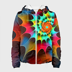 Куртка с капюшоном женская Красочная неоновая спираль Colorful neon spiral, цвет: 3D-белый