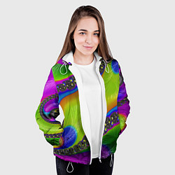 Куртка с капюшоном женская Кислотный фрактал Абстракция, цвет: 3D-белый — фото 2
