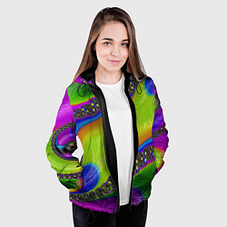 Куртка с капюшоном женская Кислотный фрактал Абстракция, цвет: 3D-черный — фото 2