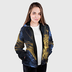 Куртка с капюшоном женская Фрактальная футуристическая композиция Абстракция, цвет: 3D-черный — фото 2