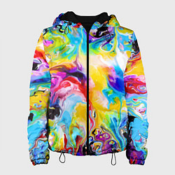 Куртка с капюшоном женская Неоновые всплески красок Лето Neon splashes of col, цвет: 3D-черный
