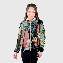 Куртка с капюшоном женская Абстрактные мазки цветной краской abstraction, цвет: 3D-белый — фото 2