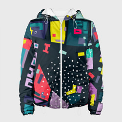 Куртка с капюшоном женская Абстракционизм Геометрические Формы и Фигуры, цвет: 3D-белый