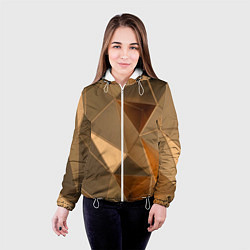 Куртка с капюшоном женская Золотые 3D треугольники, цвет: 3D-белый — фото 2