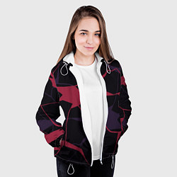 Куртка с капюшоном женская Розово-сиреневые линии, цвет: 3D-белый — фото 2