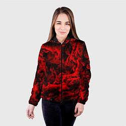 Куртка с капюшоном женская Красный дым Red Smoke Красные облака, цвет: 3D-черный — фото 2