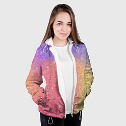 Куртка с капюшоном женская Белые цветы на цветном фоне, цвет: 3D-белый — фото 2