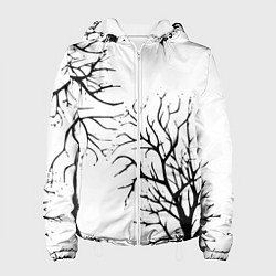 Женская куртка Черные ветки деревьев на белом фоне
