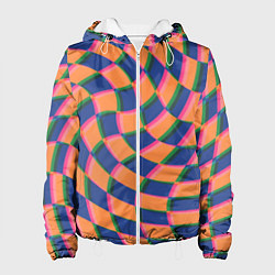 Куртка с капюшоном женская Wavy Squares, цвет: 3D-белый