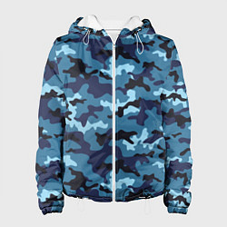 Куртка с капюшоном женская Камуфляж Тёмно-Синий Camouflage Dark-Blue, цвет: 3D-белый