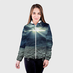 Куртка с капюшоном женская Трещины на земле пустыня, цвет: 3D-белый — фото 2