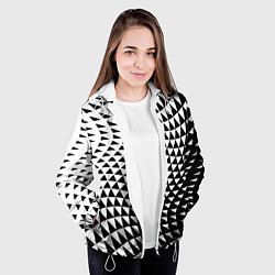 Куртка с капюшоном женская Минималистический авангардный паттерн, цвет: 3D-белый — фото 2