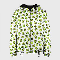 Куртка с капюшоном женская Смешное авокадо на белом фоне, цвет: 3D-черный