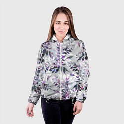 Куртка с капюшоном женская Цветы Серый Букет, цвет: 3D-белый — фото 2