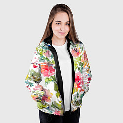 Куртка с капюшоном женская Floral pattern Watercolour Summer, цвет: 3D-черный — фото 2