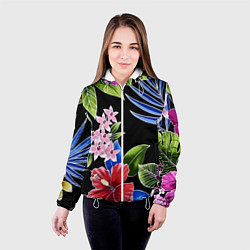 Куртка с капюшоном женская Floral vanguard composition Летняя ночь Fashion tr, цвет: 3D-белый — фото 2