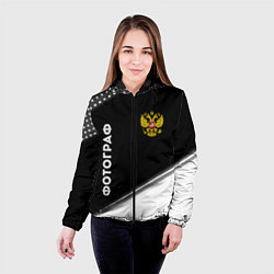 Куртка с капюшоном женская Фотограф из России и Герб Российской Федерации, цвет: 3D-черный — фото 2