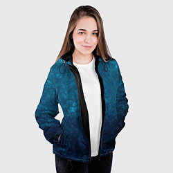 Куртка с капюшоном женская Синий абстрактный мраморный узор, цвет: 3D-черный — фото 2