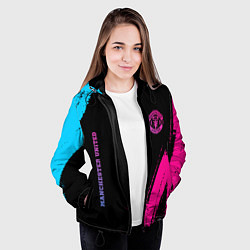Куртка с капюшоном женская Manchester United Neon Gradient, цвет: 3D-черный — фото 2