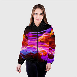 Куртка с капюшоном женская Abstract colorful waves, цвет: 3D-черный — фото 2