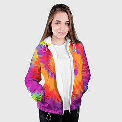 Куртка с капюшоном женская Тай дай в радуге, цвет: 3D-белый — фото 2