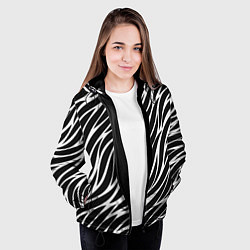 Куртка с капюшоном женская Волнистые Листы, цвет: 3D-черный — фото 2