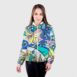 Куртка с капюшоном женская Яркие цветы в стиле поп-арт, цвет: 3D-белый — фото 2