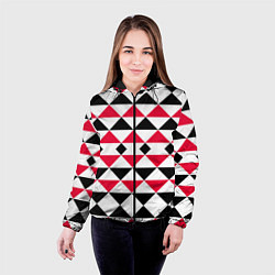 Куртка с капюшоном женская Geometric shapes triangles, цвет: 3D-черный — фото 2