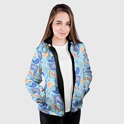 Куртка с капюшоном женская Турецкий огурец Turkish cucumber blue pattern, цвет: 3D-черный — фото 2