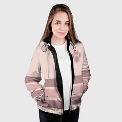 Куртка с капюшоном женская Коричневые полосы на кремовом фоне stripes cream c, цвет: 3D-черный — фото 2