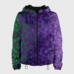 Куртка с капюшоном женская Marble texture purple green color, цвет: 3D-черный