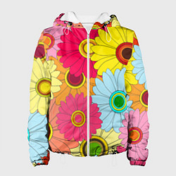 Куртка с капюшоном женская CHAMOMILE CHRYSANTHEMUMS, цвет: 3D-белый