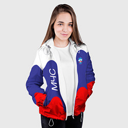 Куртка с капюшоном женская МЧС - флаг России, цвет: 3D-белый — фото 2