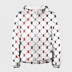 Куртка с капюшоном женская Куфия - чёрно-красный узор в арабском стиле куфия, цвет: 3D-белый