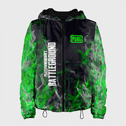 Куртка с капюшоном женская Pubg - зелёное пламя, цвет: 3D-черный