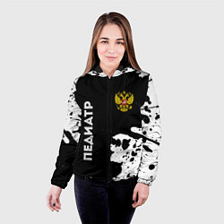 Куртка с капюшоном женская Педиатр из России и Герб Российской Федерации, цвет: 3D-черный — фото 2