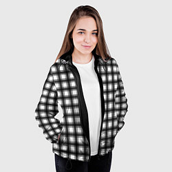 Куртка с капюшоном женская Black and white trendy checkered pattern, цвет: 3D-черный — фото 2