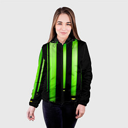 Куртка с капюшоном женская Абстрактные неоновые колбы с кислотой - Зелёный, цвет: 3D-черный — фото 2