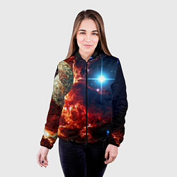 Куртка с капюшоном женская Яркая звезда в космическом пространстве, цвет: 3D-черный — фото 2