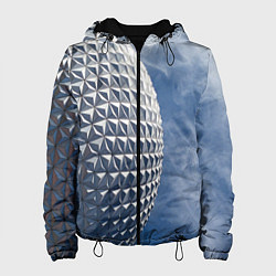 Куртка с капюшоном женская Абстрактная металлическая планета - Серый, цвет: 3D-черный