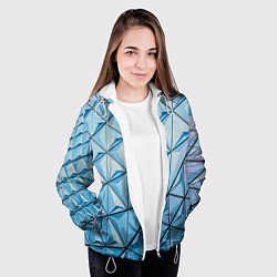 Куртка с капюшоном женская Абстрактная киберпанк броня - Голубой, цвет: 3D-белый — фото 2