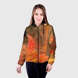Куртка с капюшоном женская Абстрактное множество красок - Оранжевый, цвет: 3D-черный — фото 2