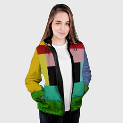 Куртка с капюшоном женская Абстрактные геометрические прямоугольники - Чёрный, цвет: 3D-черный — фото 2