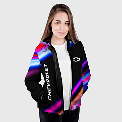 Куртка с капюшоном женская Chevrolet speed lights, цвет: 3D-черный — фото 2