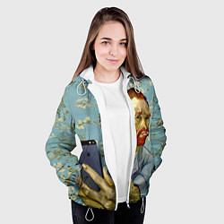 Куртка с капюшоном женская Ван Гог Селфи - Арт Портрет, цвет: 3D-белый — фото 2