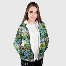 Куртка с капюшоном женская Милые Цветы, цвет: 3D-белый — фото 2