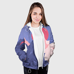 Куртка с капюшоном женская Пейзаж гор и леса в стиле ретро, цвет: 3D-белый — фото 2