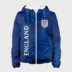Куртка с капюшоном женская Сборная Англии Синяя Абстракция, цвет: 3D-белый