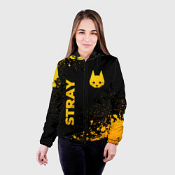 Куртка с капюшоном женская Stray - gold gradient: символ и надпись вертикальн, цвет: 3D-черный — фото 2