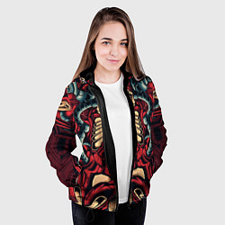 Куртка с капюшоном женская Галактический костюм робота, цвет: 3D-черный — фото 2